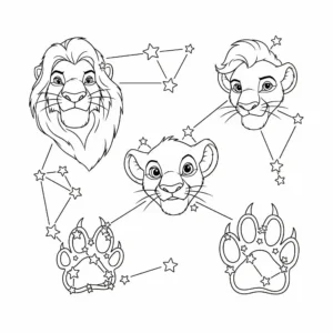 coloriage Les constellations de Mufasa pour enfant de 5 ans