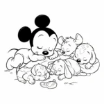 coloriage Mickey Bébé et ses amis endormis a imprimer