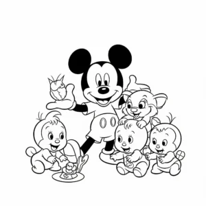 coloriage Mickey et ses amis bébés jouent ensemble à imprimer gratuitement