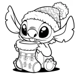 coloriage Noel Stitch pour enfant de 10 ans