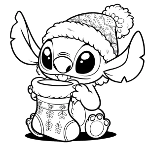 coloriage Noel Stitch pour enfant de 10 ans