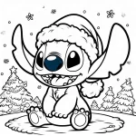 coloriage Noel Stitch pour enfant à imprimer