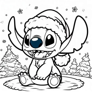 coloriage Noel Stitch pour enfant à imprimer