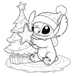 coloriage Noel Stitch pour enfants a imprimer gratuit