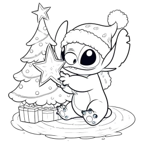 coloriage Noel Stitch pour enfants a imprimer gratuit