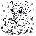 coloriage Noel Stitch pour enfant de 7 ans