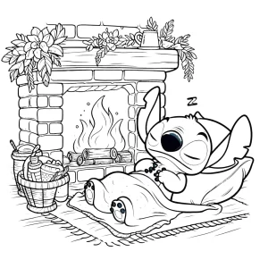 coloriage Noel Stitch pour enfants a imprimer