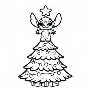 image de coloriage Noel Stitch pour enfant