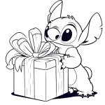 coloriage Noel Stitch à imprimer pour enfant de 8 ans