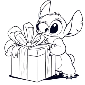 coloriage Noel Stitch à imprimer pour enfant de 8 ans