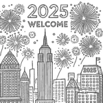 coloriage Nouvel An 2025 à imprimer pour enfant de 9 ans