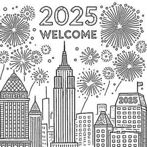 coloriage Nouvel An 2025 à imprimer pour enfant de 9 ans