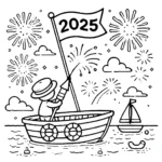 coloriage Nouvel An 2025 pour enfant de 8 ans