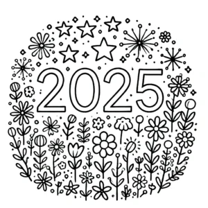 coloriage Nouvel An 2025 à imprimer