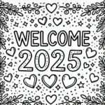 image pour coloriage Nouvel An 2025 enfant