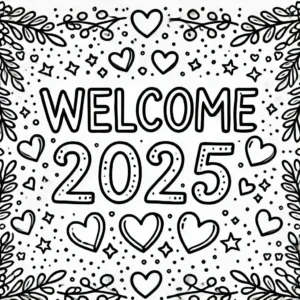image pour coloriage Nouvel An 2025 enfant