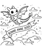 coloriage Nouvel An 2025 pour enfants a imprimer gratuit