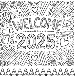 coloriage Nouvel An 2025 pour enfant de 6 ans