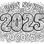 coloriage Nouvel An 2025 à imprimer pour enfant de 7 ans