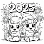 coloriage Nouvel An 2025 à imprimer pour enfant de 8 ans