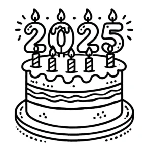 coloriage Nouvel An 2025 à imprimer pour enfant de 9 ans