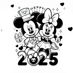 image de coloriage Nouvel An 2025 pour enfant
