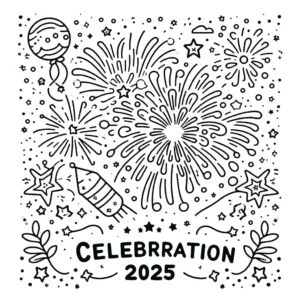 coloriage Nouvel An 2025 à imprimer gratuitement