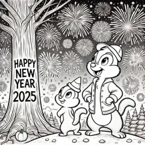 coloriage Nouvel An 2025 à imprimer pdf