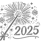 image pour coloriage Nouvel An 2025 enfant