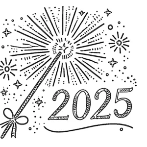 image pour coloriage Nouvel An 2025 enfant