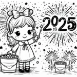 coloriage Nouvel An 2025 à imprimer gratuit