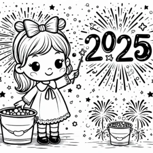 coloriage Nouvel An 2025 à imprimer gratuit