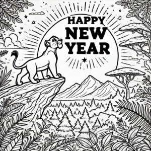 coloriage Nouvel An 2025 pour enfant de 4 ans