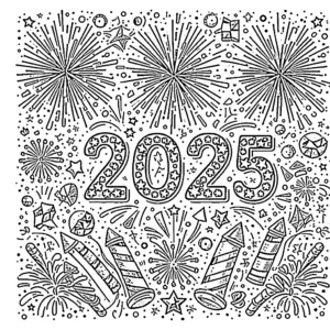 coloriage Nouvel An 2025 à imprimer
