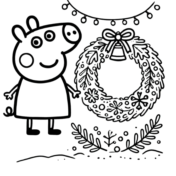 Tranh tô màu Peppa Pig Noël