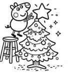 coloriage Peppa Pig Noël de pour enfants