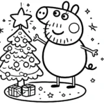 coloriage Peppa Pig Noël à imprimer pdf