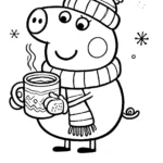 coloriage Peppa Pig Noël à imprimer pour enfants