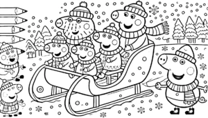 coloriage Peppa Pig Noël de pour enfants
