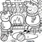 coloriage Peppa Pig Noël a imprimer gratuitement