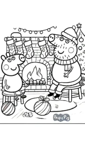 coloriage Peppa Pig Noël a imprimer gratuitement