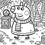 coloriage Peppa Pig Noël à imprimer pour enfant de 4 ans
