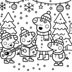 coloriage Peppa Pig Noël à imprimer