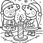coloriage Peppa Pig Noël et decoupage a imprimer gratuit
