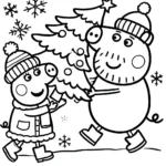 coloriage Peppa Pig Noël pour enfant à imprimer