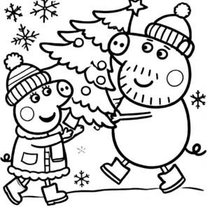 coloriage Peppa Pig Noël pour enfant à imprimer