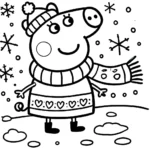 coloriage Peppa Pig Noël et découpage à imprimer