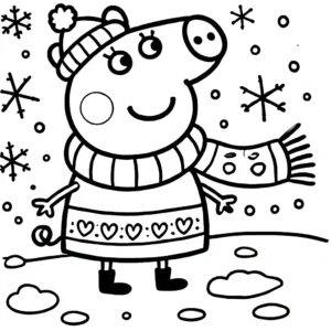 coloriage Peppa Pig Noël et découpage à imprimer