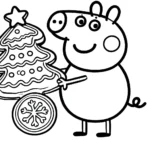 coloriage Peppa Pig Noël pour enfant à imprimer