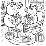 coloriage Peppa Pig Noël pour enfant de 7 ans